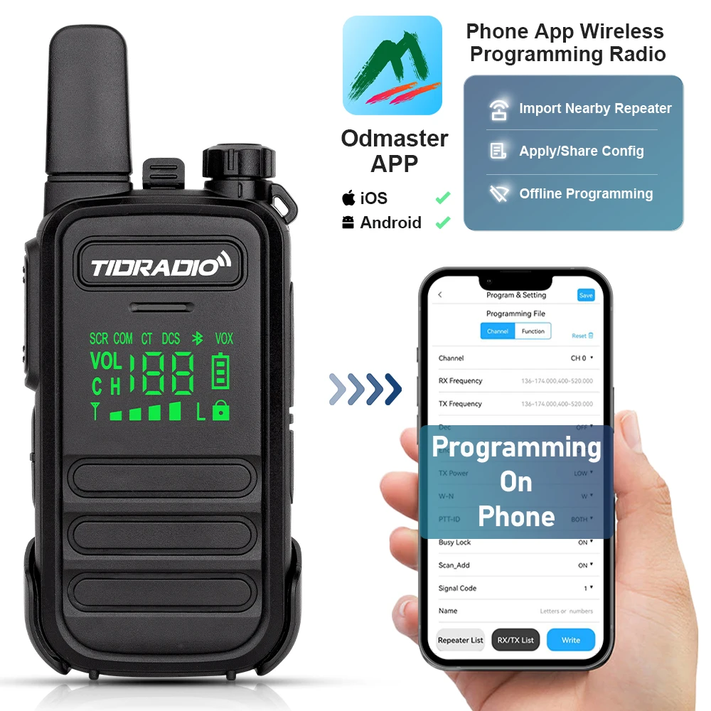 TIDRADIO M11 2PCS PMR/FRS Tragbares Mini-Walkie-Talkie IP55 Wasserdicht Lizenzfrei NOAA Drahtlose Programmierung Mini-Radio