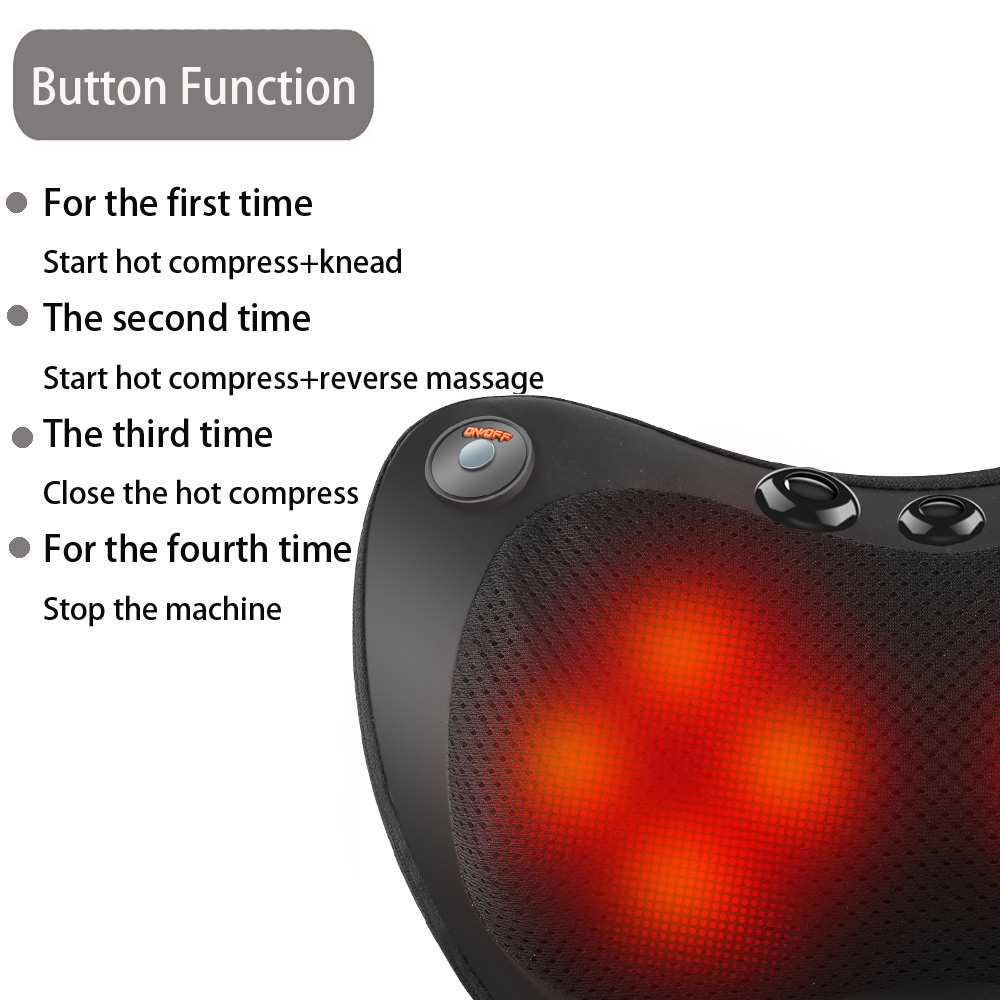 หมอนนวด ​ เครื่องนวดคอ Shiatsu หลังไหล่ไฟฟ้าแบบผ่อนคลายศีรษะ 3 สปีดพร้อมการนวดเนื้อเยื่อลึกสําหรับขาคอหลัง