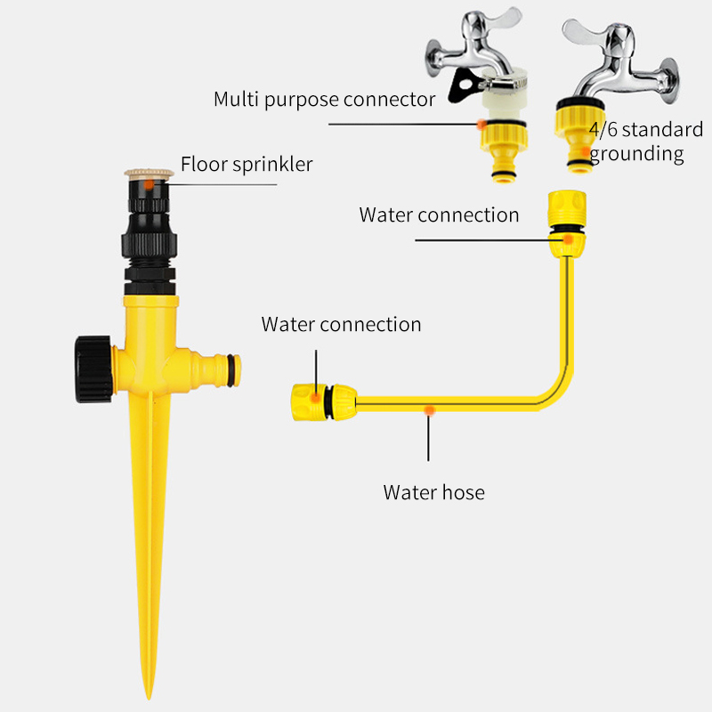 Pflanzengarten Gemüsegarten Sprinkler Serie Pin Sprinkler Garten verstellbare Zerstäubung vergrabene Sprinklerkopf Erdungsstecker-Set