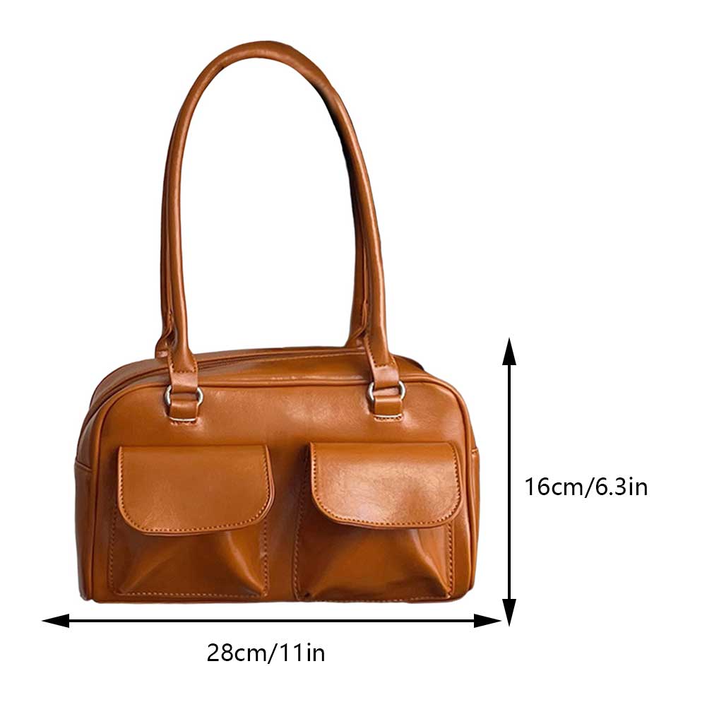 Retro Damen Satchel Hobo Bag PU Leder Einkaufstasche Fashion Solid Designer Achseltasche Casual Doppeltasche Hand Unterarmtasche