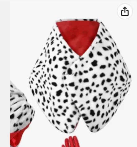 3 uds. Abrigo de Deville de Halloween para mujer, disfraz, chal dálmata, bufanda, accesorios de Cosplay, disfraz de halloween, conjunto de disfraz de los años 20 y 1950