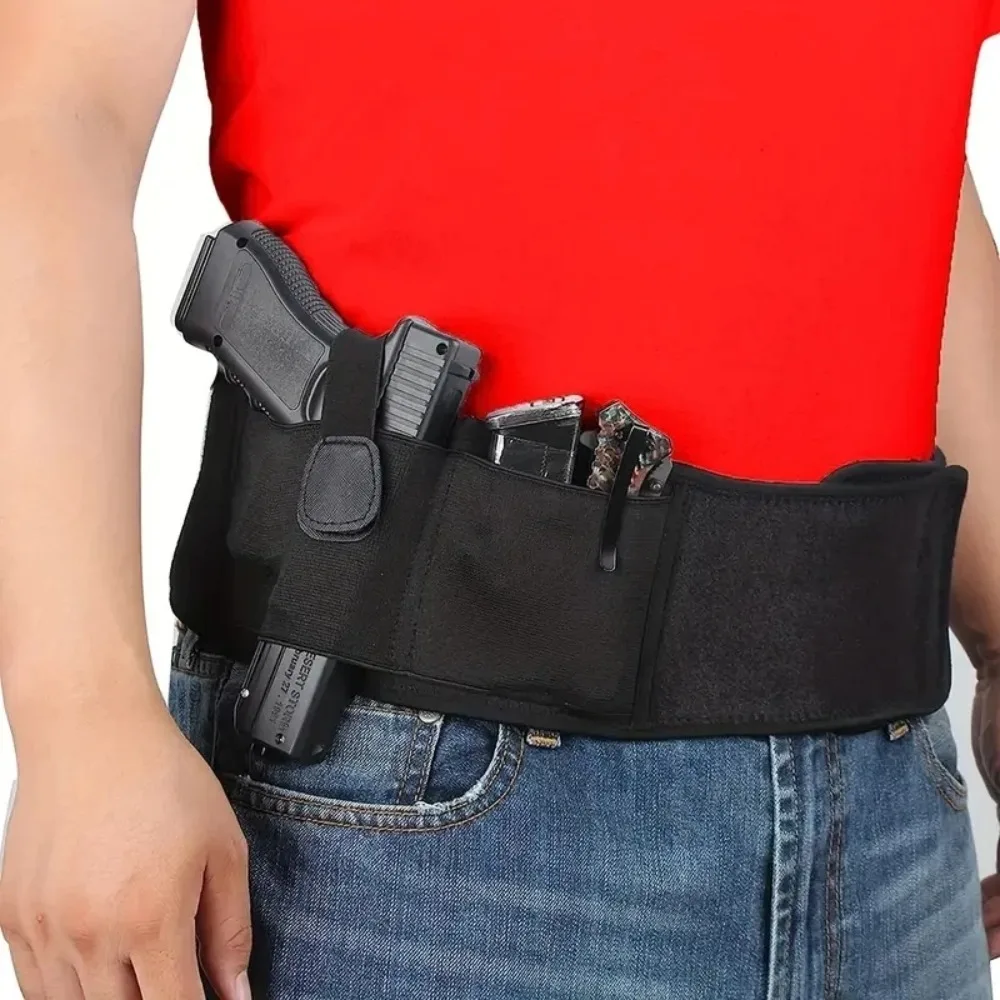Nova faixa de cintura cinto para caça ao ar livre fitness defesa uso tático barriga arma coldre portátil escondido saco do telefone escondido transportar