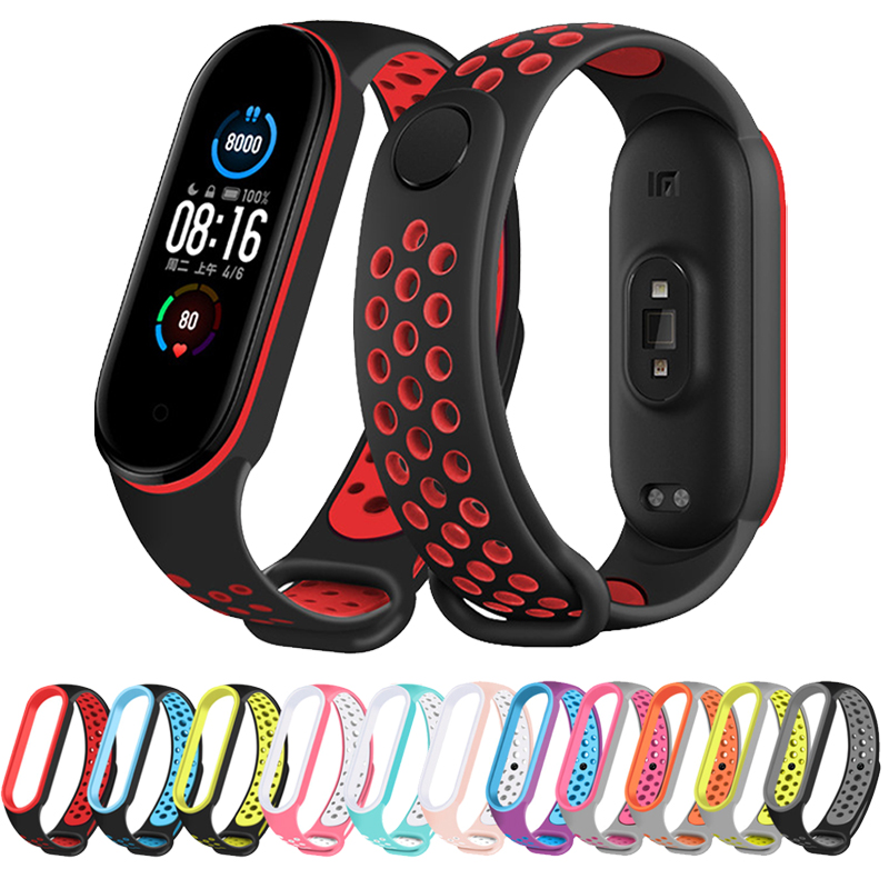Dây Đeo Silicone Cho Xiaomi Mi Band 6 5 4 3 2 Màu Sắc Dây Đeo Chống Mồ Hôi Thể Thao Thoáng Khí Khóa dây Đeo Thay Thế Mi Band 4 3