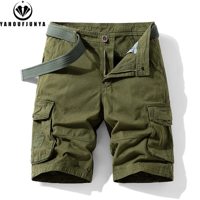 Nuevos hombres verano ocio al aire libre botones estilo Cargo pantalones cortos hombres sólido recto algodón cómodo diseño de moda pantalones cortos hombre