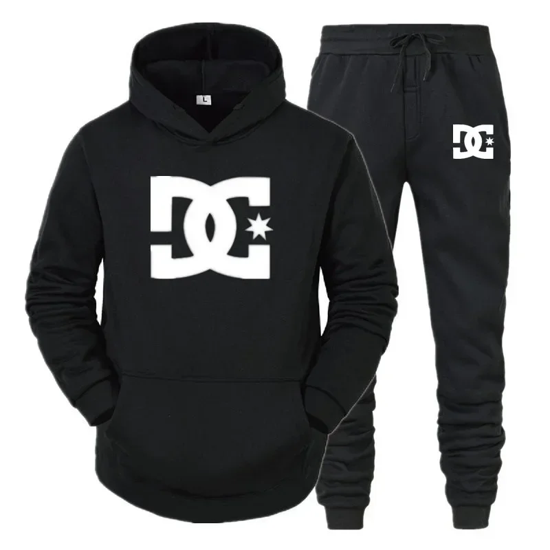 DC-Druck Herren neuer Herbst- und Winter-Reißverschluss-Hoodie + Freizeithose zweiteiliges Fitness-Mode-Jogging-Sportbekleidungsset