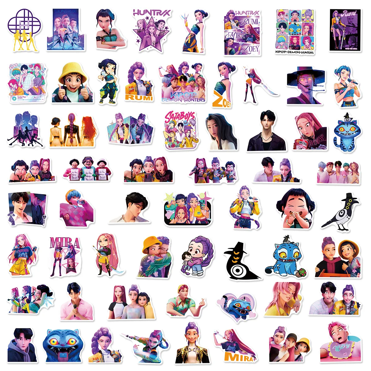 10/30/60 pçs filmes animados kpop caçadores de demônios dos desenhos animados adesivo diy decoração à prova dwaterproof água skate notebook graffiti brinquedo