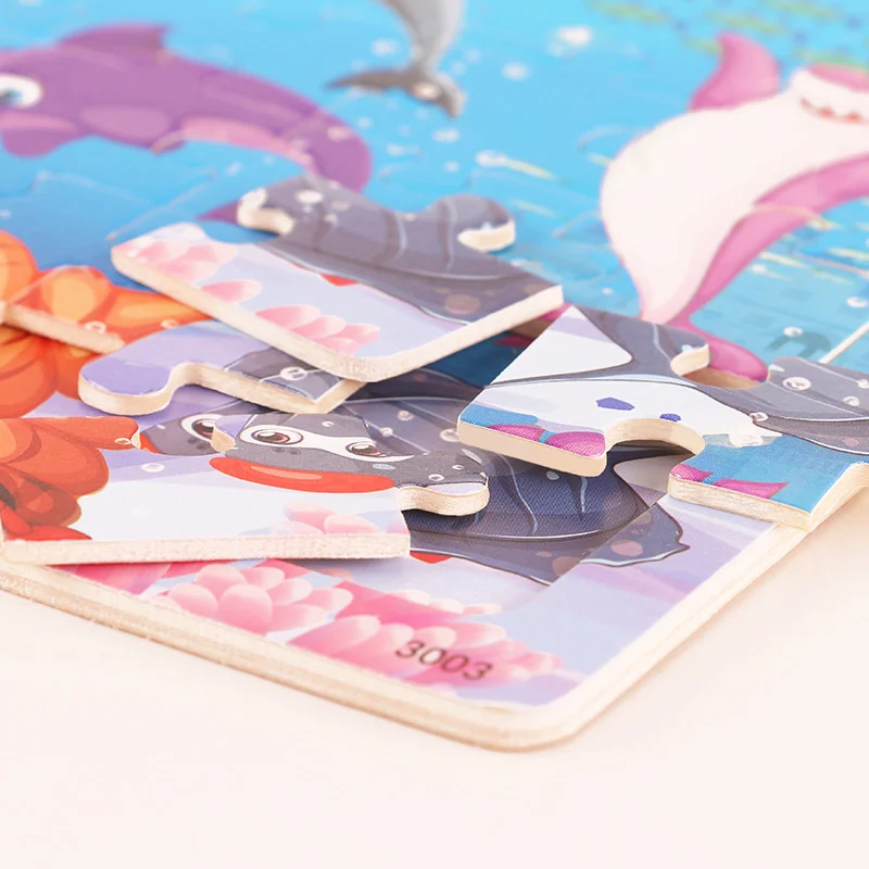 ใหม่ 30 ชิ้นปริศนาไม้การ์ตูนสัตว์ Tangram ไม้ 3d ปริศนา Montessori ของเล่นเพื่อการศึกษาสําหรับของขวัญเด็ก
