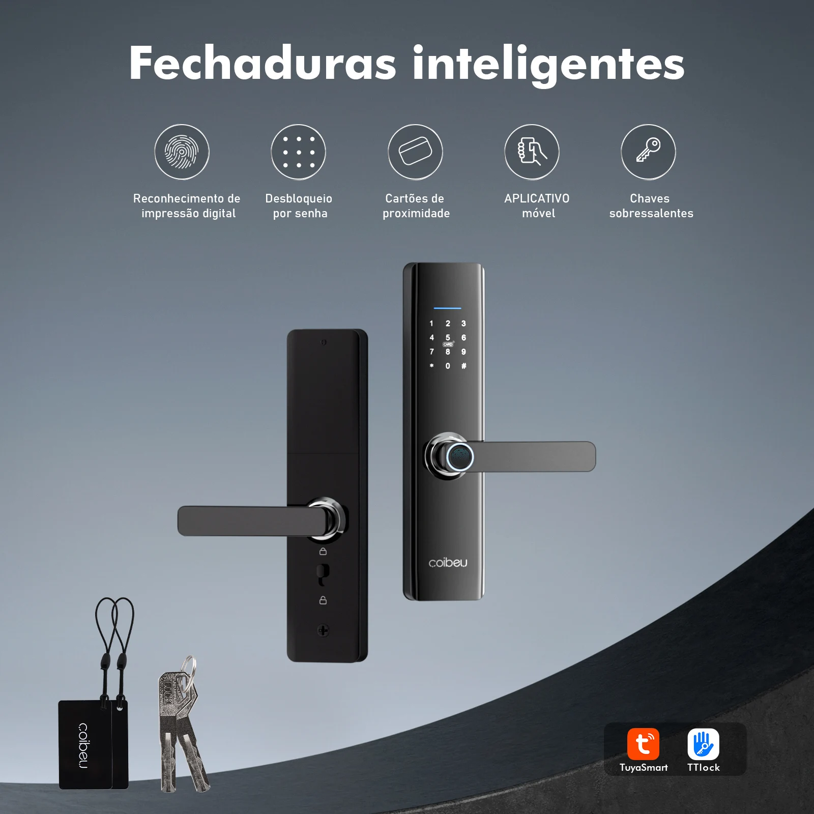 Fechadura Inteligente com Impressão Digital e Senha Compatível com Tuya, Desbloqueio Rápido ≤1s， Fechadura Eletronica, Coibeu