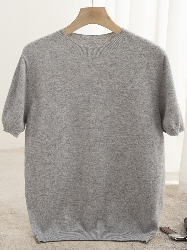 Nieuwe Zomer Herfst mannen 100% Merinowol Trui O-hals Korte Mouw Jumper Kasjmier Trui Zachte Casual Tops T-shirt