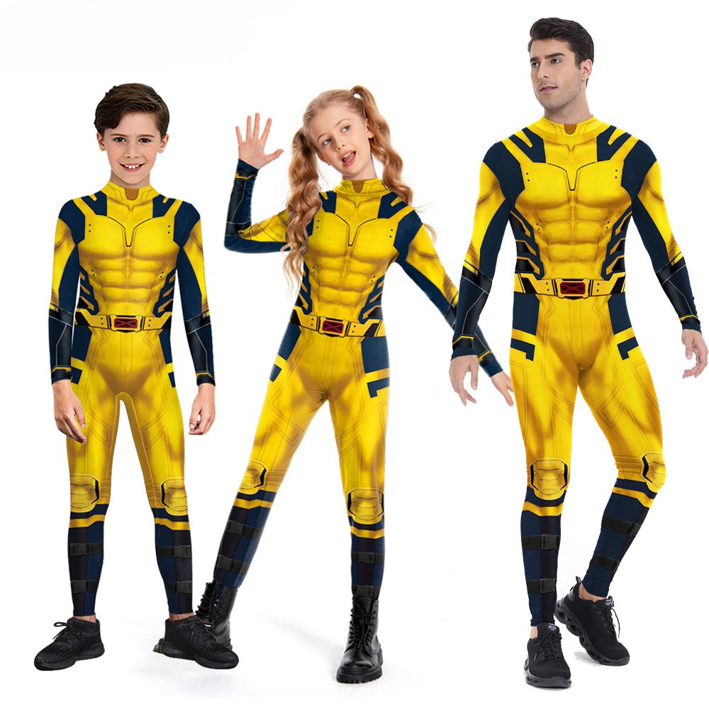 Wolverine-Disfraz de superhéroe para niños y niñas, monos de Deadpool para adultos, fiesta de Halloween, disfraz elástico Zenti, monos