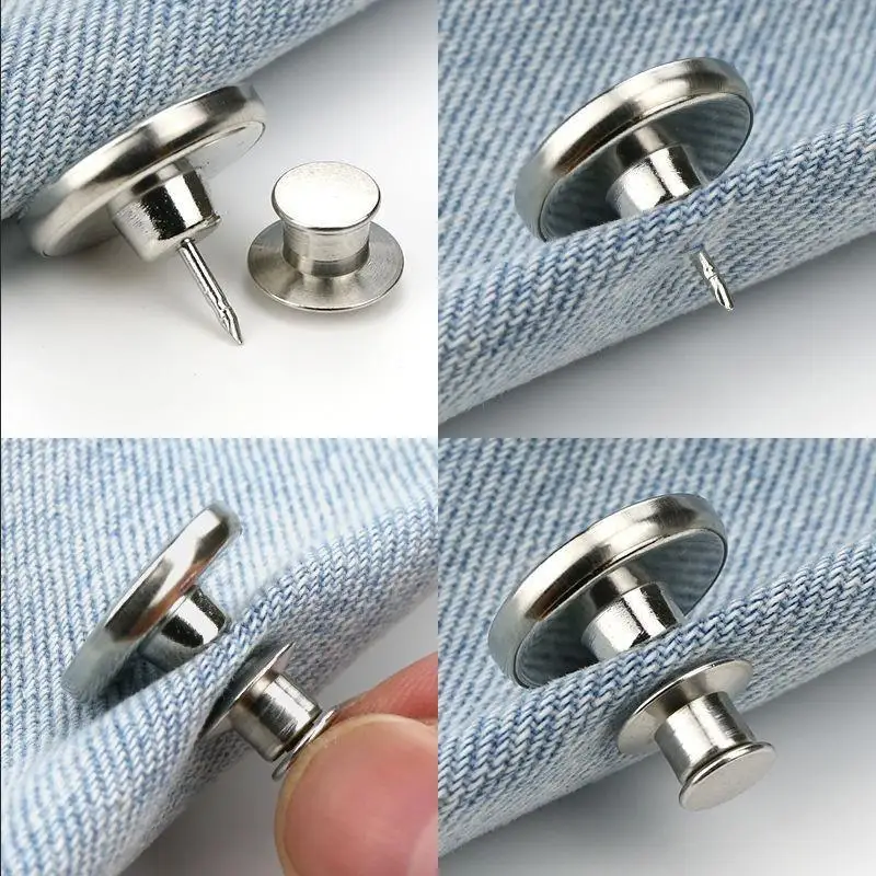 10 Uds. Botones de Metal Retro desmontables cierre a presión Pin para pantalones vaqueros botón retráctil hebillas sin costura ajuste reducir la cintura