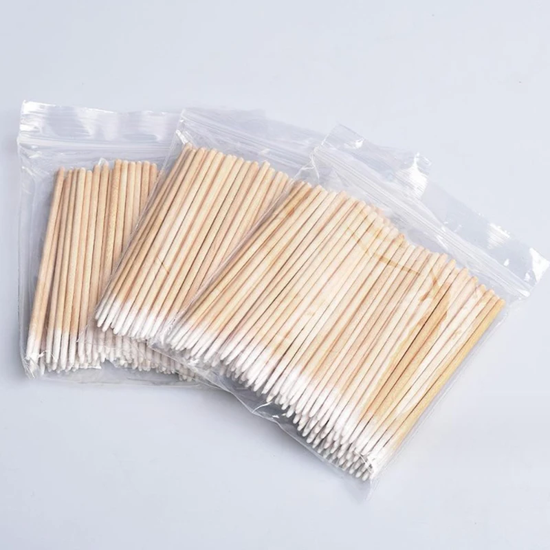 ネイルアート用ウッドコットンスワブ,クリーニングスティック,チップ,キューティクルプッシャー,マニキュア,肌色補正,ネイルポリッシュリムーバーツール,100個