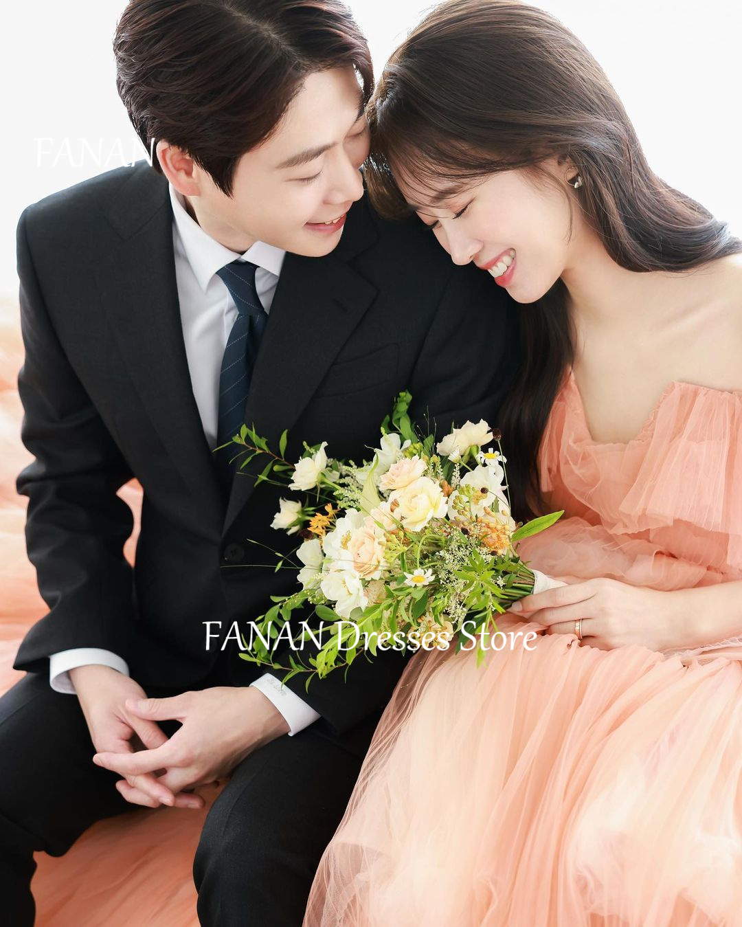 FANANฉัตรชุดราตรีเกาหลีเจ้าหญิงTulleสีชมพูที่กําหนดเองElegantงานแต่งงานผู้หญิงอย่างเป็นทางการGownsกิจกรรมพรหมGowns