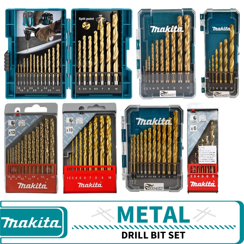 Makita D-67527 D-72833 D-72855 D-43555 D-43561 D-72849 D-43577 Hss-Tin juego de brocas de Metal accesorios de herramientas eléctricas