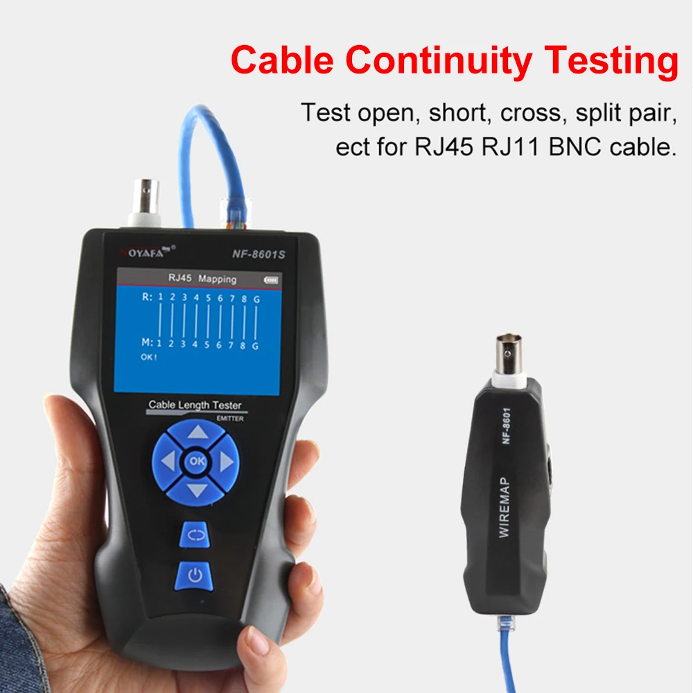 NOYAFA-probador de Cable multifunción TDR Enthernet, Rj45, Rj11, BNC, Cat5, Cat6, 6E, Cat7, POE, Lan, Cable de red Ping, NF-8601S