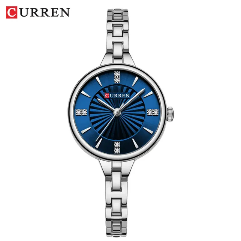 Curren 9097 relógio de quartzo casual feminino elegante design simples à prova dwaterproof água pulseira aço inoxidável moda negócios relógio pulso senhora