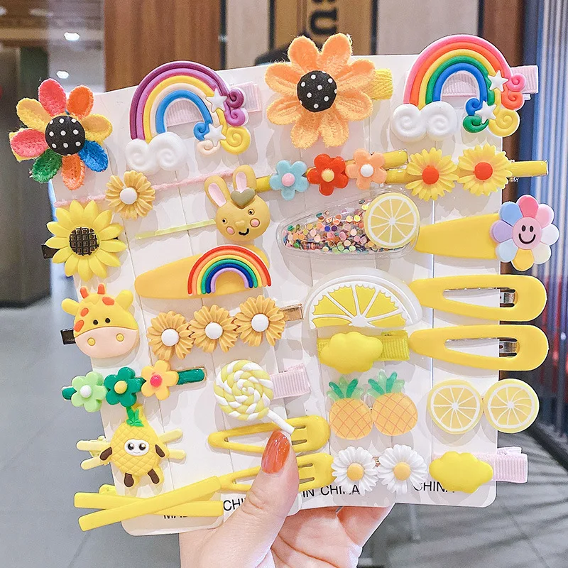 1 conjunto crianças bonito dos desenhos animados flor frutas elásticos grampos de cabelo meninas adorável grampos de cabelo crianças faixas de cabelo acessórios para o cabelo presente