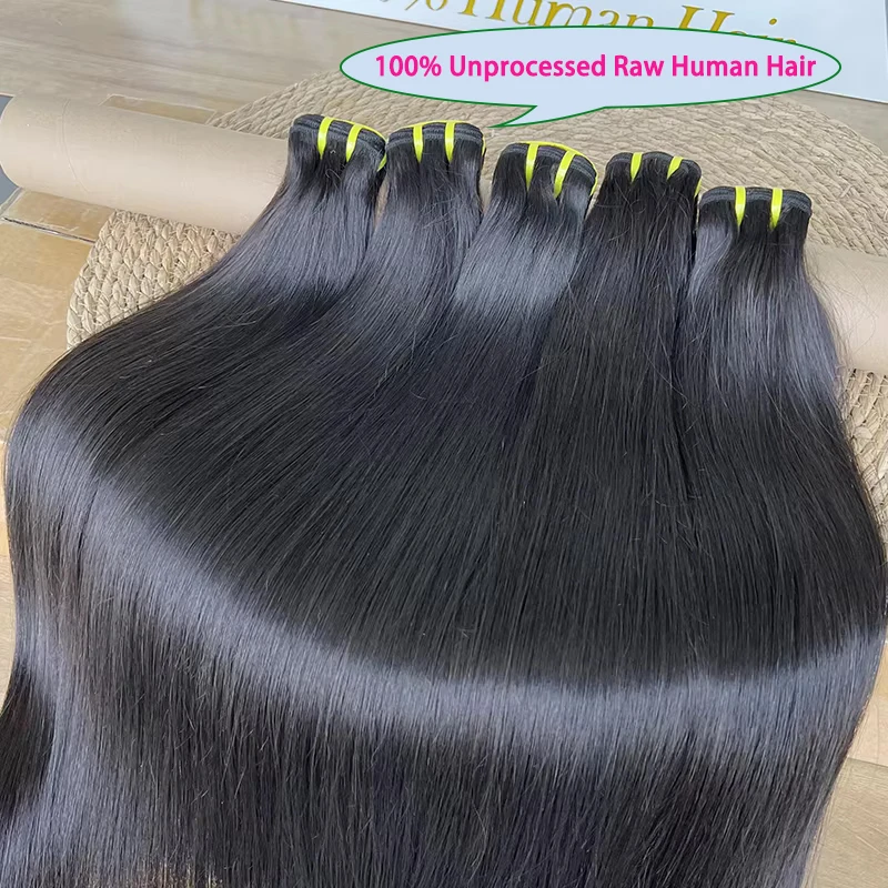 Paquetes de cabello crudo vietnamita 12A Paquetes rectos 100% cabello humano # Extensiones de cabello sin procesar, liso, negro natural, 1B, Tissage