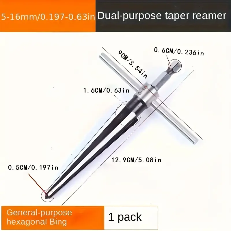 High Carbon Steel Hexagonal Cone Set - Handheld Cone Cutters for Wood, Metal and Plastic - Compatible Bit Chamfering Tool Access