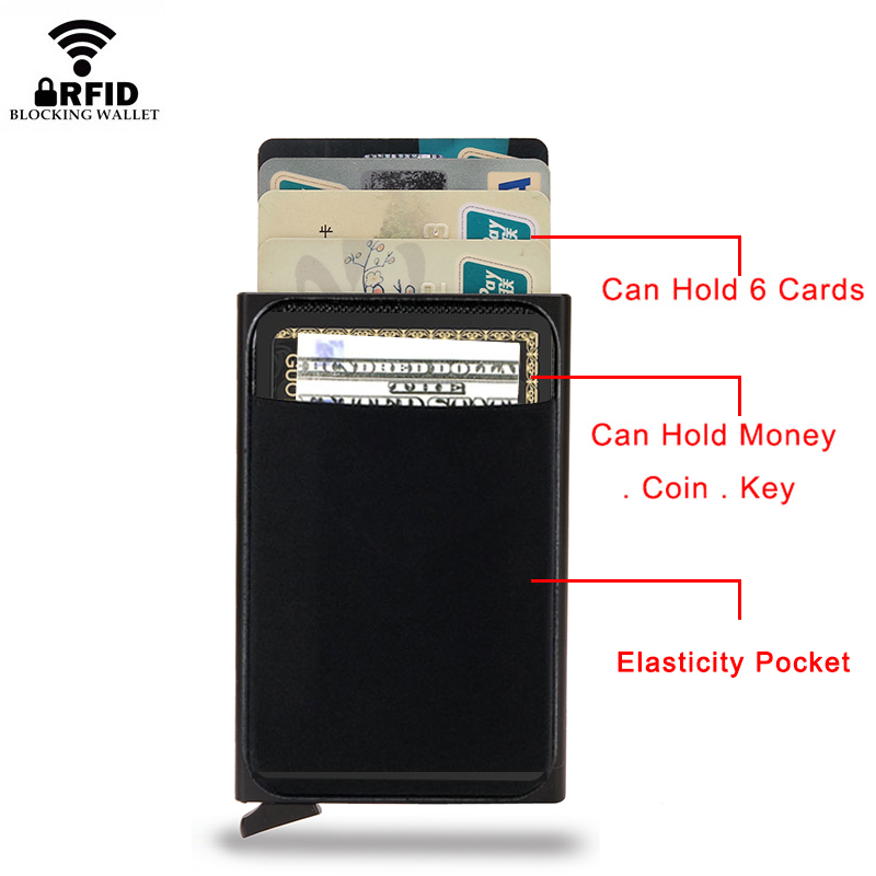 DIENQI Rfid Smart Minimalist Metal Thin Pop-upable Wallet pour hommes et femmes