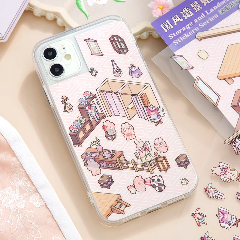 Pan Paper 4Style 2Pcs/bag Storage Landscaping Stickers DIY Handbook Scrapbooking Entertainment Journaling Phone Case