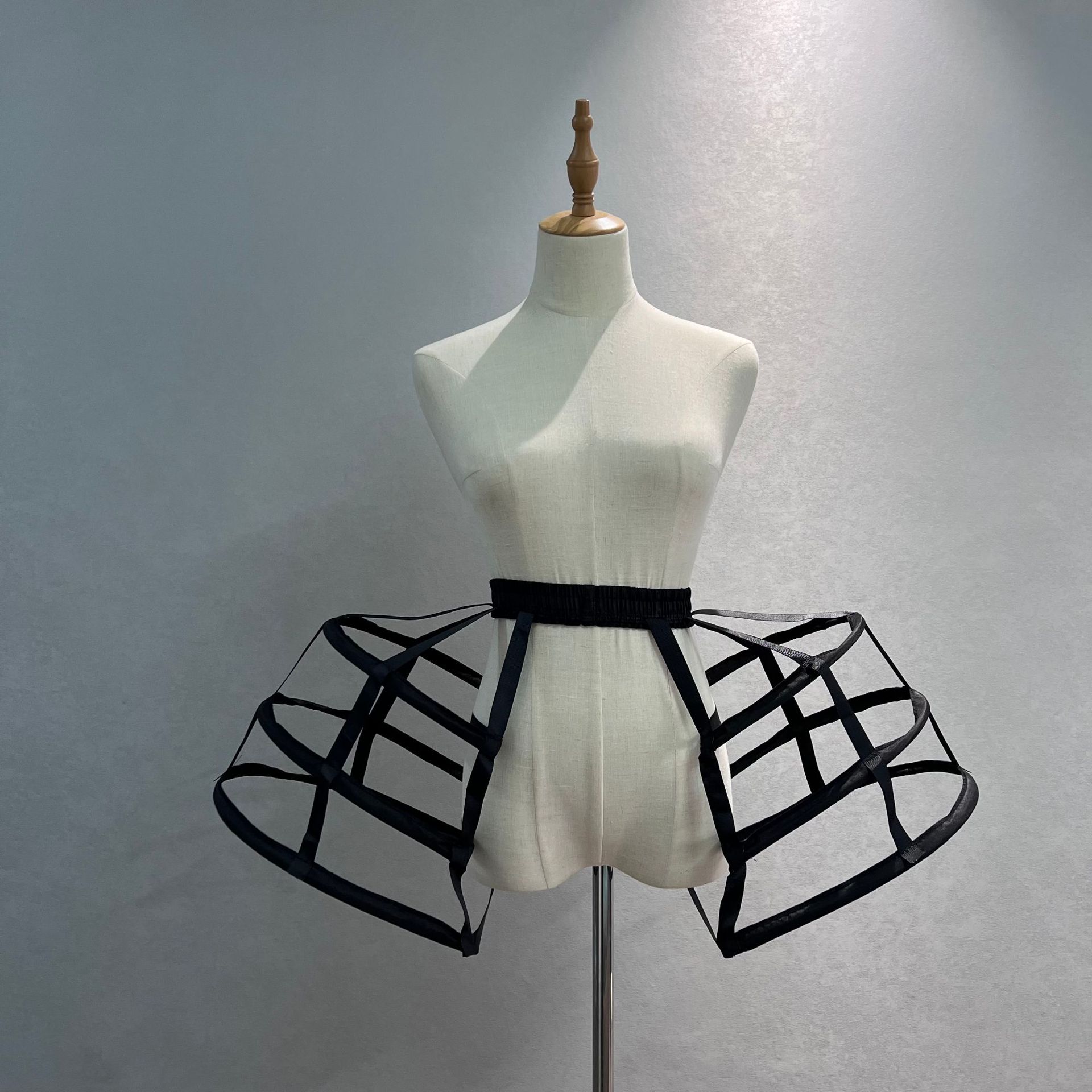 Wedding Bridal Crinoline Underskirt Women Girls Elastic Waistband Adjustable Pannier Petticoat 3 Hoop Cage Skirt
