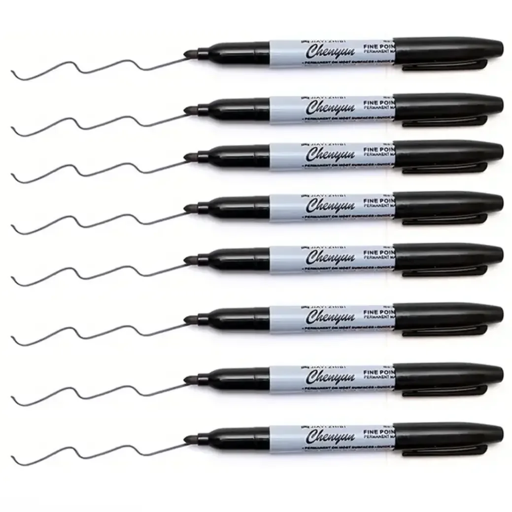 ปากกามาร์กเกอร์ถาวรสีดํา 12 ชิ้น ปลายละเอียด กันน้ํา แห้งเร็ว