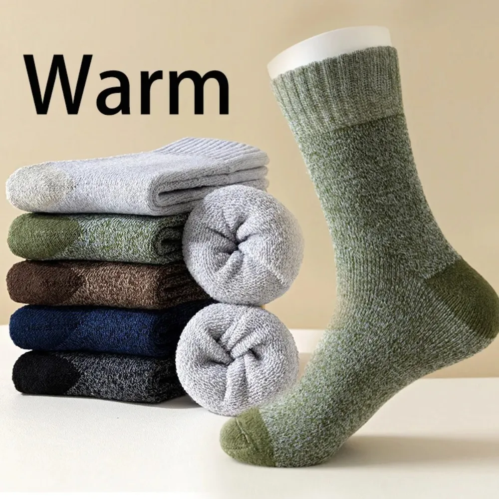 5 pares de calcetines de lana merina para hombres, calcetines de senderismo súper gruesos calcetines térmicos para clima frío