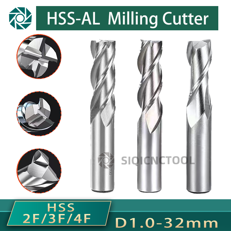 Fresas SIQI de alta precisión HSS cortador de Metal Co8 cobalto D1-32mm 2 3 4 flautas dientes herramienta de fresado de aluminio broca enrutadora de asiento de llave