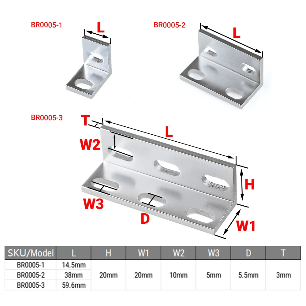 8Pcs/Lot Single/Double/Triple Universal L Type Corner Bracket Fitting Connector Angle Brackets for 20 Series Aluminium Profiles