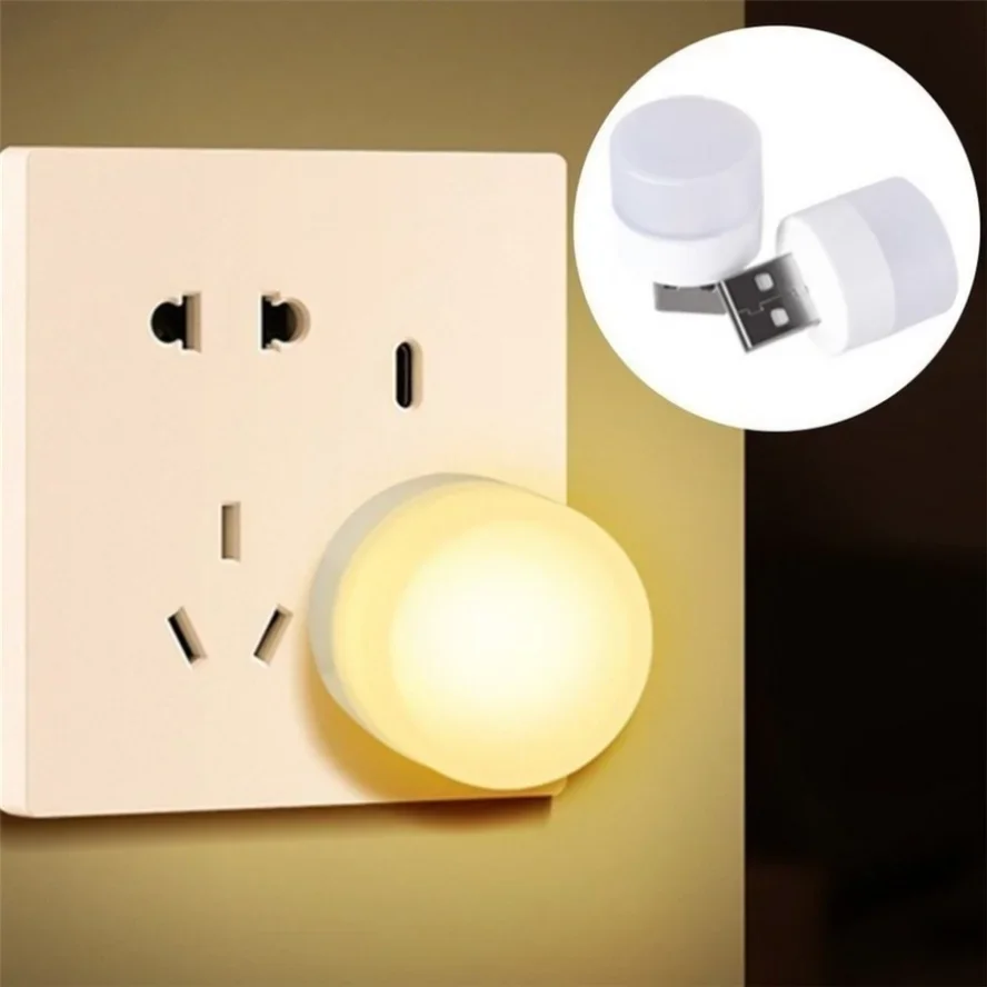 5 Pcs USB LED Plug Lamp 1W Super Bright Warm Eye Protection USB Book Light Computer Mobile Power Charging USB LED Night Light
