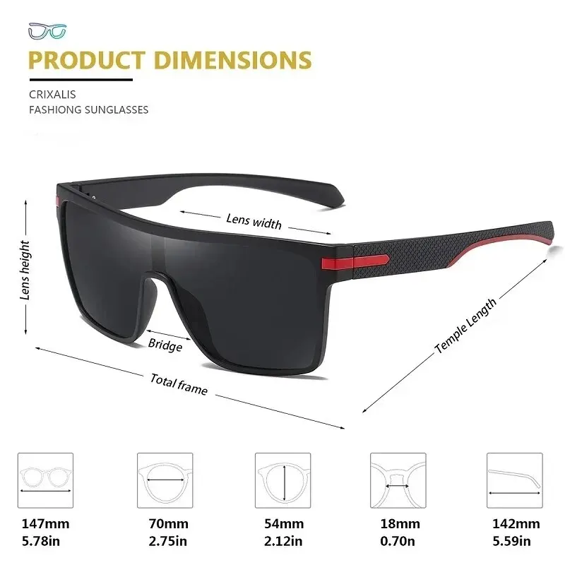 CRIXALIS แฟชั่นแว่นตากันแดดโพลาไรซ์สําหรับผู้ชายสแควร์ขนาดใหญ่ Anti Glare กระจกไดร์เวอร์ดวงอาทิตย์แว่นตาผู้หญิง UV400 แว่นตาชาย