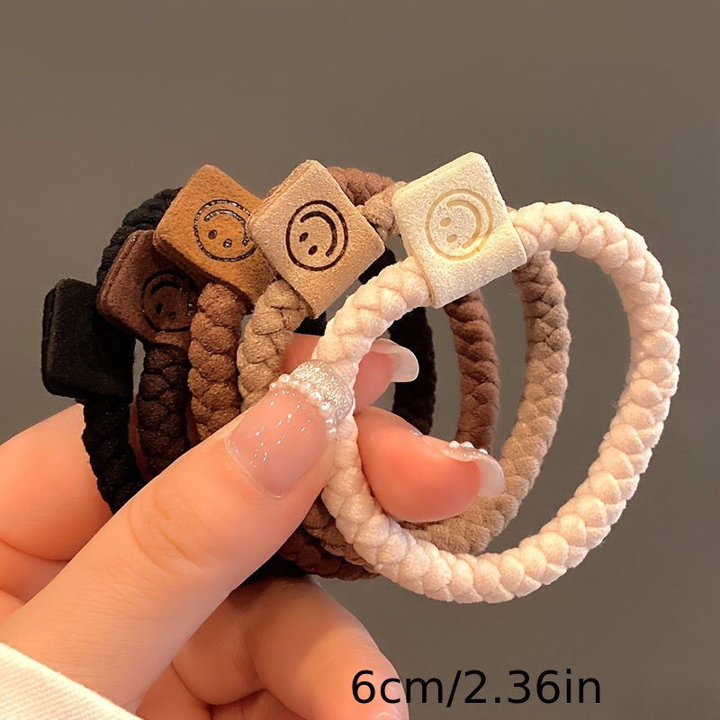 Cordas de cabelo torção minimalista, anéis de cabelo altamente elásticos, casuais versáteis rabo de cavalo Scrunchies, 5 pcs