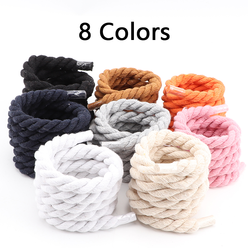 Ronde Schoenveter 10mm Schoenveter Handgeweven Universele Driestrengige Katoenen Touw Effen Kleur Vet Katoen Twist Decoratie Veters