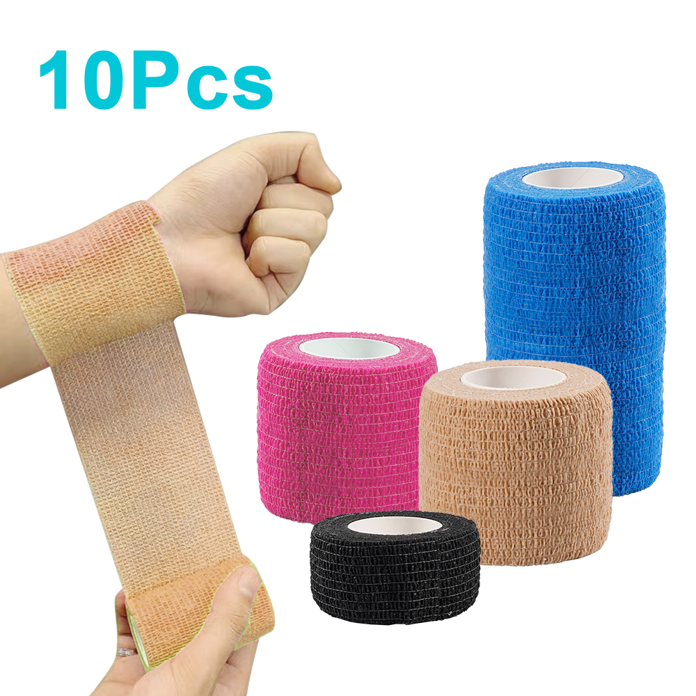 10 rotoli di nastro avvolgente per atletica, benda elastica autoadesiva, elastoplast, protezione sportiva, ginocchio, dito, spalla, accessori per tatuaggi