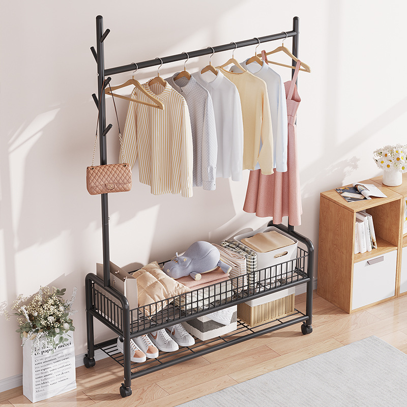 이동식 옷 랙 바닥 옷걸이 스탠드 보관 옷장 모자 스탠드 보관 상자 침실 가구 perchero de Pie Coat Rack