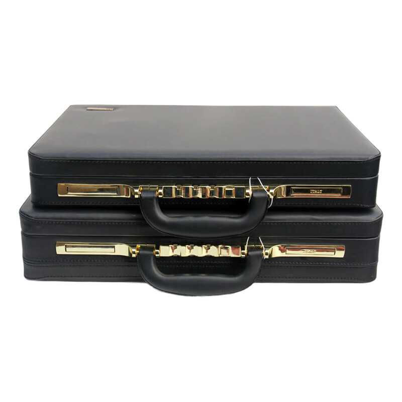 Business Men Black Leather Messenger Bag 14"16" Inch Computer Box Password Box Multifunctional Document Bag Briefcase