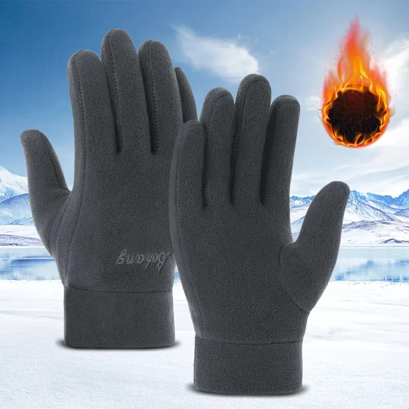 남성 여성을위한 두꺼운 양털 장갑 겨울 따뜻한 열 전체 손가락 장갑 Outddor Windproof Running Skiing Cycling Mittens