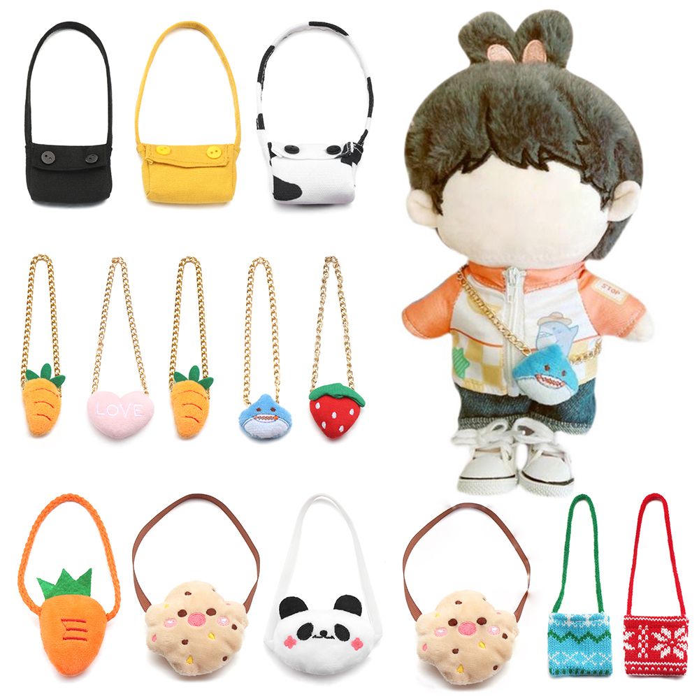 20CM Miniatur Umhängetasche Umhängetasche Cartoon Tier Panda Karotte Puppe Taschen Puppen Zubehör Ändern Dressing Spiel Spielzeug