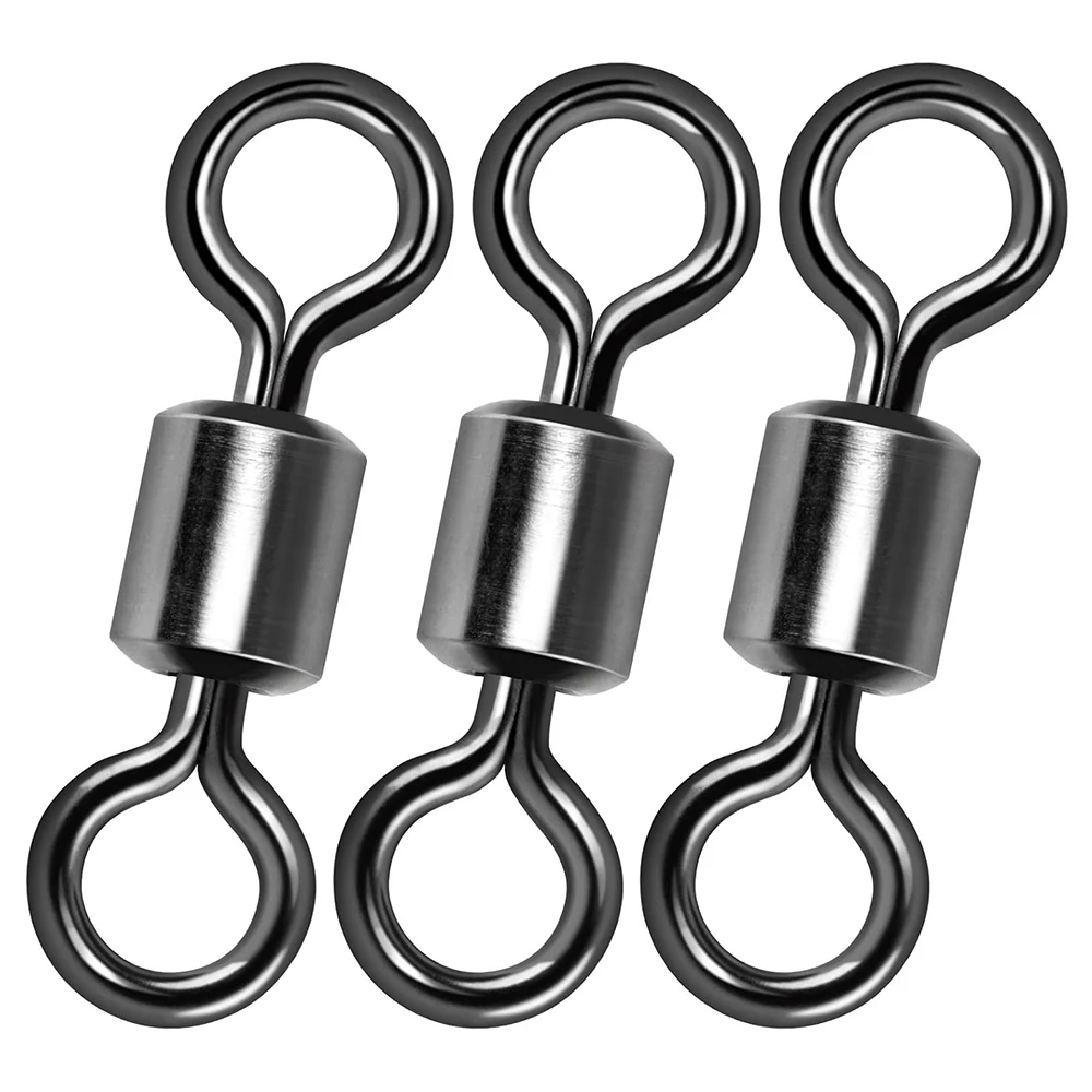 50 Uds. Conector de pesca giratorio de rodamiento de acero inoxidable, señuelo de anzuelo a presión para carpa, anillo sólido, accesorios de equipo de aparejos giratorios