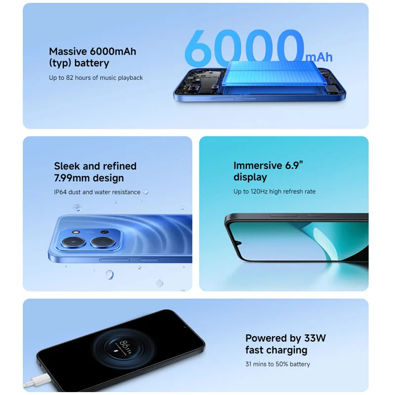 Xiaomi Redmi 15C Global Version Smartphone 50MP Hauptkamera 120Hz 6,9" Dot Drop Display 33W Lade MediaTek Helio G81-Ultra