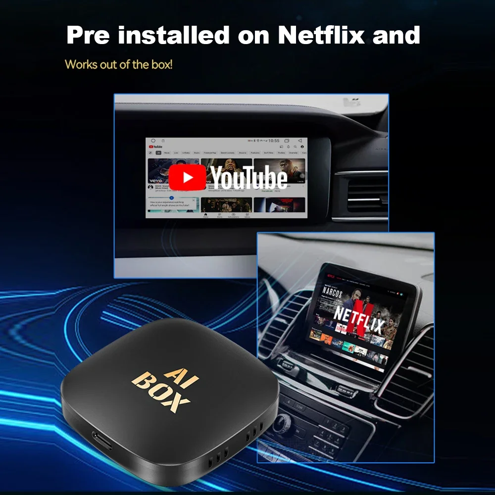 2024 Smart Mini Ai Box 2 + 32GB Android 13 Soporte Netflix YouTube CarPly inalámbrico Adecuado para el 99% de los coches con Carplay con cable