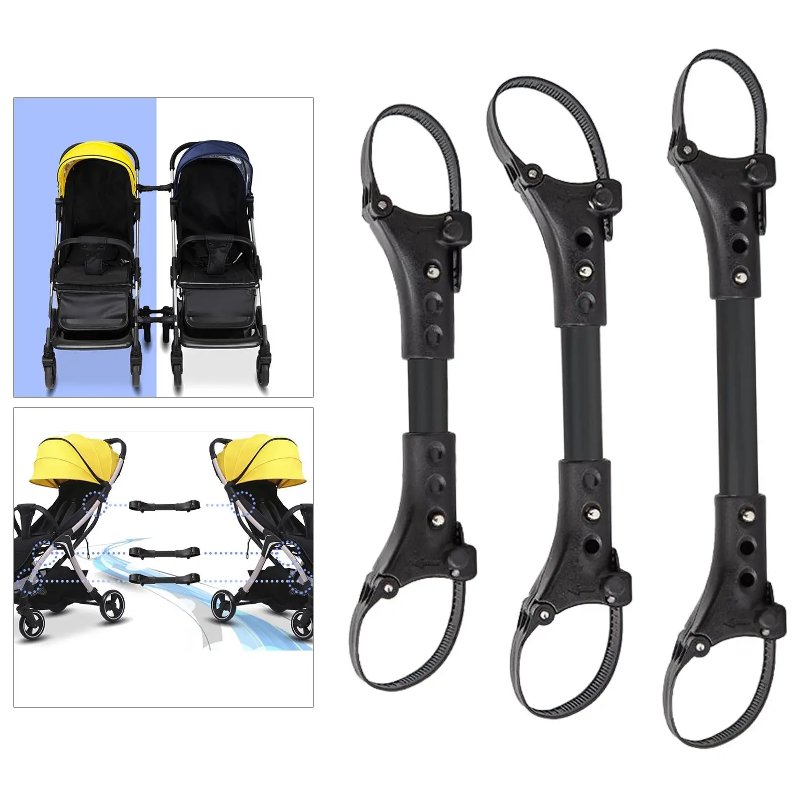 Conector de cochecito de bebé doble, juntas universales de lado a lado para carrito