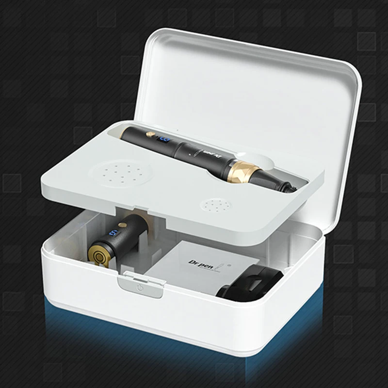 Dr pen a8s sem fio misroneedles derma caneta a8 com 32 peças cartuchos de agulha dr caneta 6 velocidade digital máquina de beleza