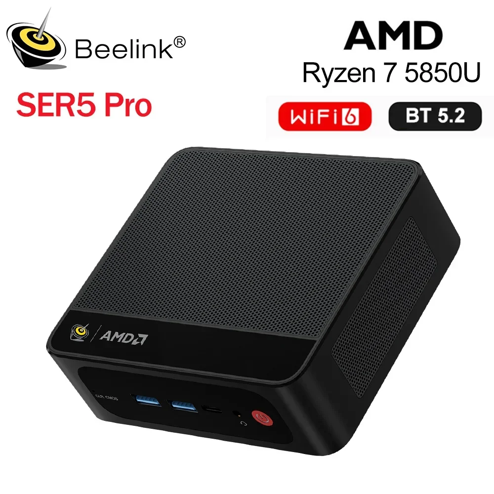 US/EU Beelink Ryzen7 AMD 5800H SER5 Max Mini PC DDR4 16GB RAM 500GB NVME SSD 5850U 1T support WiFi6 4K Triple Screen Desktop Com