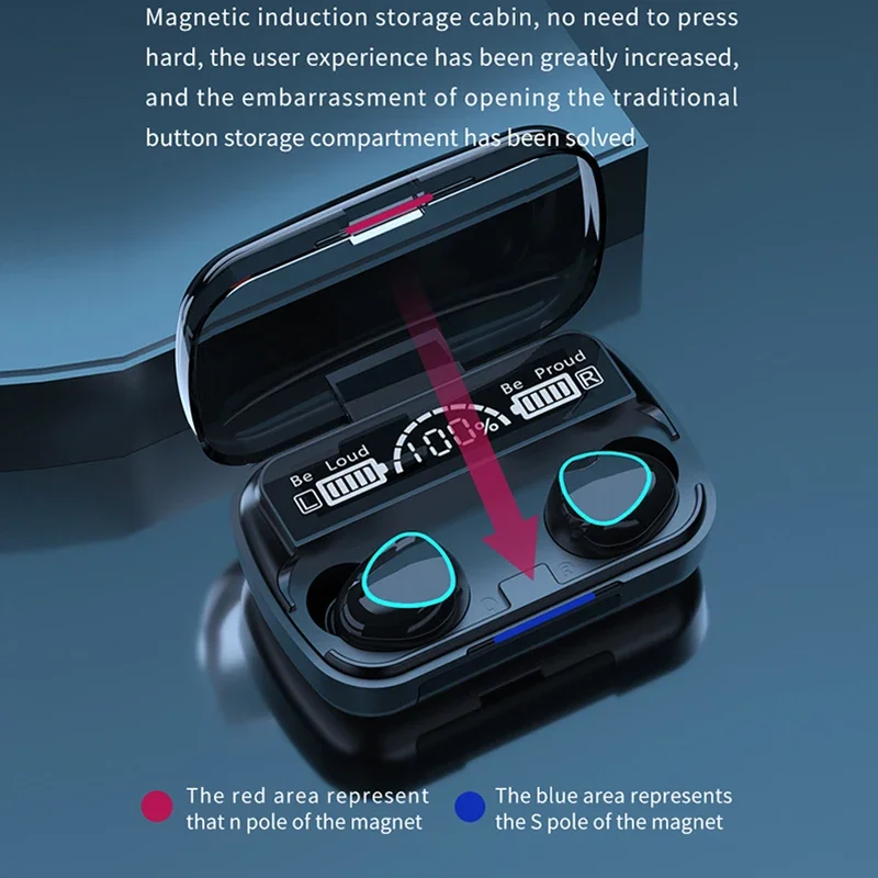 Auriculares inalámbricos Bluetooth TWS M10 con caja de carga para teléfono, auriculares con micrófono y cancelación de ruido, auriculares deportivos con pantalla LED