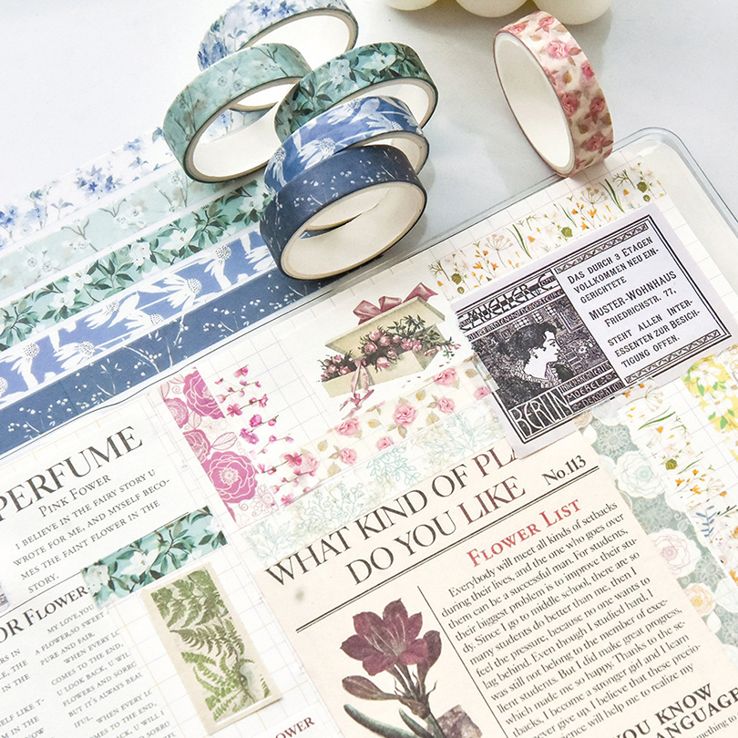 5 ชิ้นดอกไม้ Washi เทปอุปกรณ์ Scrapbooking Washitape ฤดูใบไม้ผลิสมุดบันทึกไดอารี่ตกแต่ง Cinta Adhesiva Decorativa Washi เทป