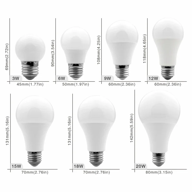 10개/묶음 E27 E14 LED 전구 20W 18W 15W 12W 9W 6W 3W 램프 LED AC 220V 봄빌라 스포트라이트 조명 차가운/따뜻한 백색 램프