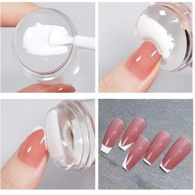 Przezroczysta stempel do paznokci ze skrobakiem silikonowy stempel na głowę do druku francuskie paznokcie warstwa zdobiąca paznokcie Manicure