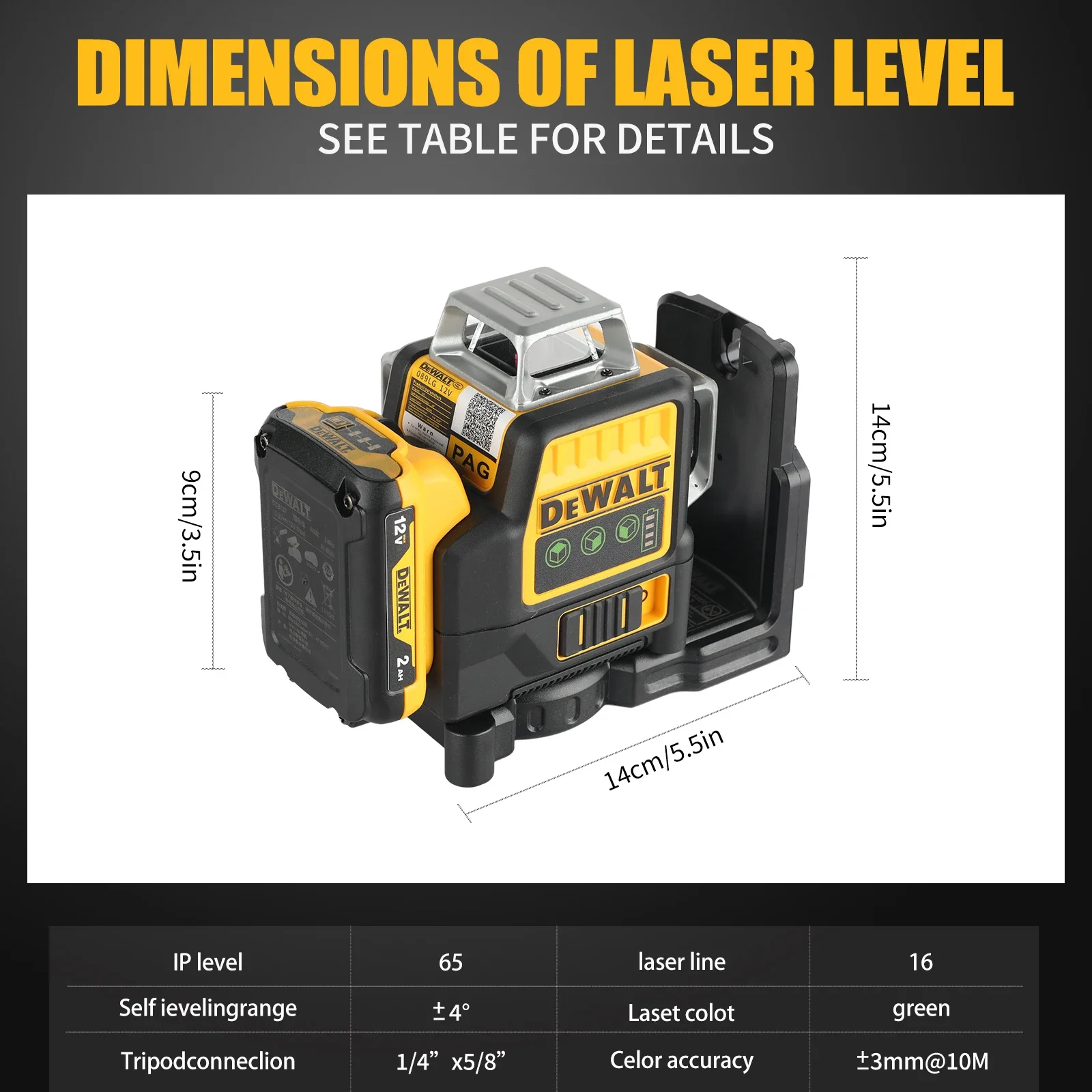 Dewalt Laser Level DW089LG Samopoziomujący 12 Linii 3 x 360 Stopni Zielona Wiązka Laserowa 12V MAX Akumulator Li-lon Lasery